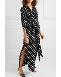 Robe chemise en soie á pois noire L'Agence