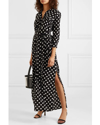 Robe chemise en soie á pois noire L'Agence