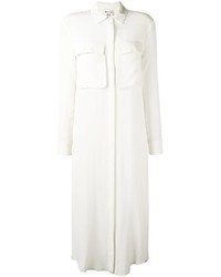 Robe chemise en soie blanche Semi-Couture