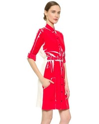 Robe chemise imprimée rouge Victoria Beckham
