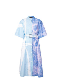 Robe chemise imprimée tie-dye bleu clair