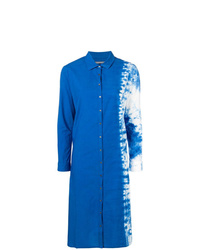 Robe chemise imprimée tie-dye bleue