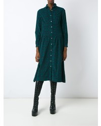 Robe chemise imprimée vert foncé À La Garçonne