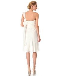 Robe de cocktail en chiffon plissée blanche Alberta Ferretti