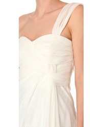 Robe de cocktail en chiffon plissée blanche Alberta Ferretti