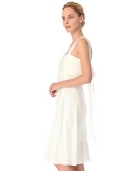 Robe de cocktail en chiffon plissée blanche Alberta Ferretti