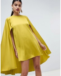 Robe de cocktail en satin chartreuse