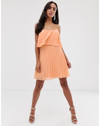 Robe de cocktail plissée orange