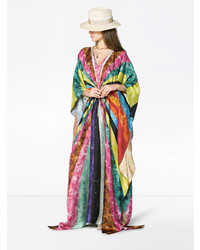 Robe de plage en soie à rayures horizontales multicolore Mary Katrantzou