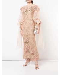 Robe de soirée à fleurs beige Marchesa