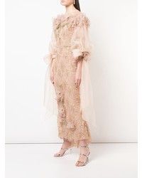 Robe de soirée à fleurs beige Marchesa