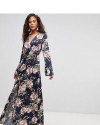 Robe de soirée à fleurs bleu marine Asos Tall