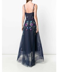 Robe de soirée à fleurs bleu marine Marchesa Notte