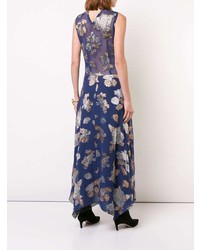 Robe de soirée à fleurs bleu marine Yigal Azrouel