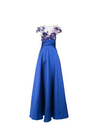 Robe de soirée à fleurs bleue Marchesa Notte
