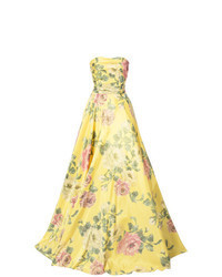 Robe de soirée à fleurs jaune