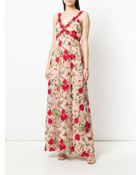 Robe de soirée à fleurs marron clair Alice + Olivia