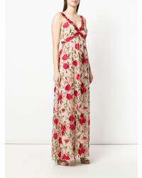 Robe de soirée à fleurs marron clair Alice + Olivia