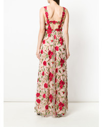 Robe de soirée à fleurs marron clair Alice + Olivia