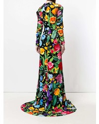 Robe de soirée à fleurs multicolore Gucci