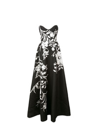 Robe de soirée à fleurs noire et blanche Carolina Herrera