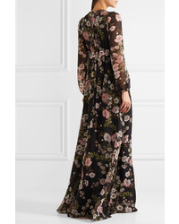 Robe de soirée à fleurs noire Giambattista Valli