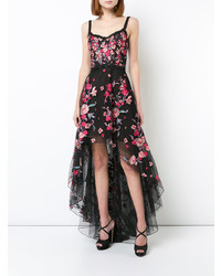 Robe de soirée à fleurs noire Marchesa Notte