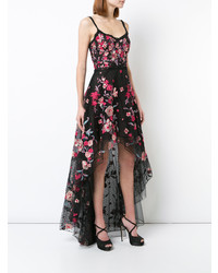 Robe de soirée à fleurs noire Marchesa Notte