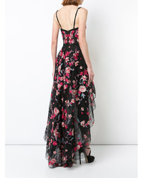 Robe de soirée à fleurs noire Marchesa Notte