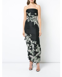 Robe de soirée à fleurs noire Marchesa