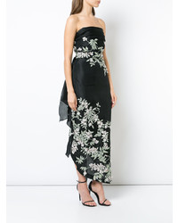 Robe de soirée à fleurs noire Marchesa