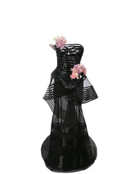 Robe de soirée à fleurs noire Marchesa