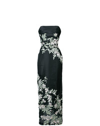 Robe de soirée à fleurs noire Marchesa