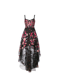 Robe de soirée à fleurs noire Marchesa Notte