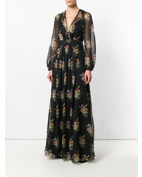 Robe de soirée à fleurs noire N°21