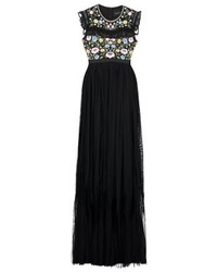 Robe de soirée à fleurs noire Needle & Thread