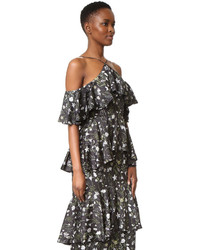 Robe de soirée à fleurs noire Cynthia Rowley