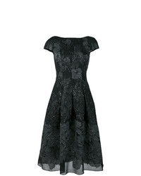 Robe de soirée à fleurs noire Talbot Runhof