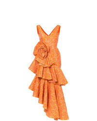 Robe de soirée à fleurs orange Bambah
