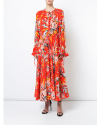 Robe de soirée à fleurs orange Dvf Diane Von Furstenberg