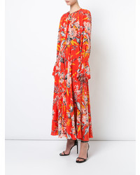 Robe de soirée à fleurs orange Dvf Diane Von Furstenberg