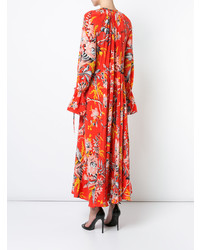 Robe de soirée à fleurs orange Dvf Diane Von Furstenberg