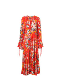 Robe de soirée à fleurs orange Dvf Diane Von Furstenberg