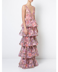 Robe de soirée à fleurs rose Marchesa Notte