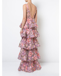 Robe de soirée à fleurs rose Marchesa Notte