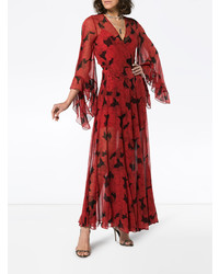 Robe de soirée à fleurs rouge De La Vali