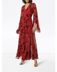 Robe de soirée à fleurs rouge De La Vali