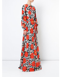 Robe de soirée à fleurs rouge Dvf Diane Von Furstenberg