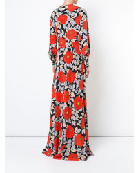 Robe de soirée à fleurs rouge Dvf Diane Von Furstenberg