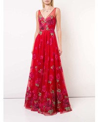 Robe de soirée à fleurs rouge Marchesa Notte